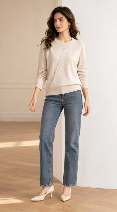 Jersey de punto con botones diagonales - crudo