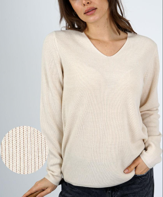 Jersey cuello V blanco