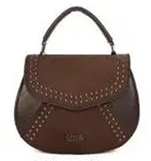 Bolso de mano con solapa y tachuelas marrón