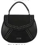 Bolso de mano con solapa y tachuelas negro