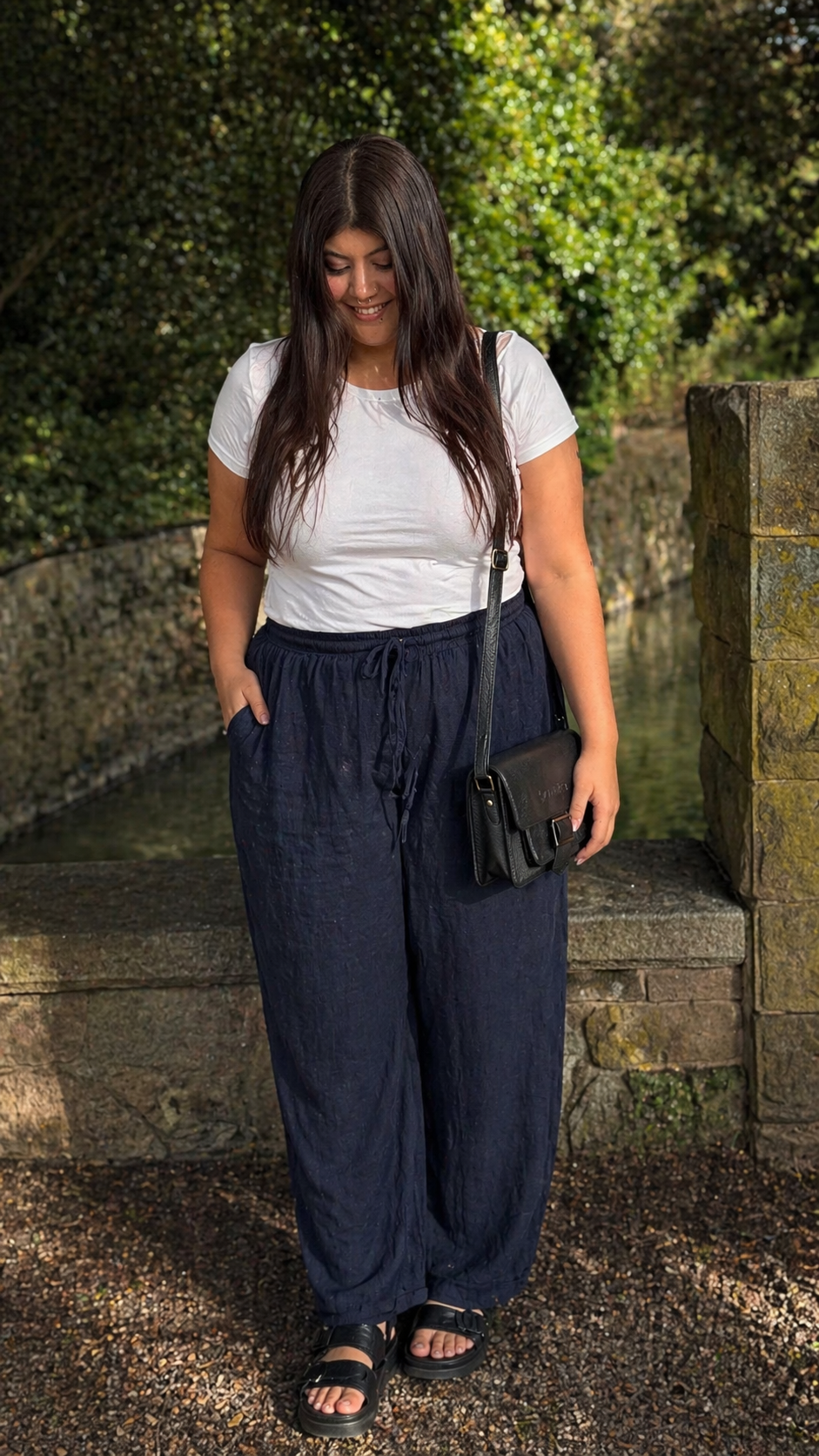 Pantalón curvy lino