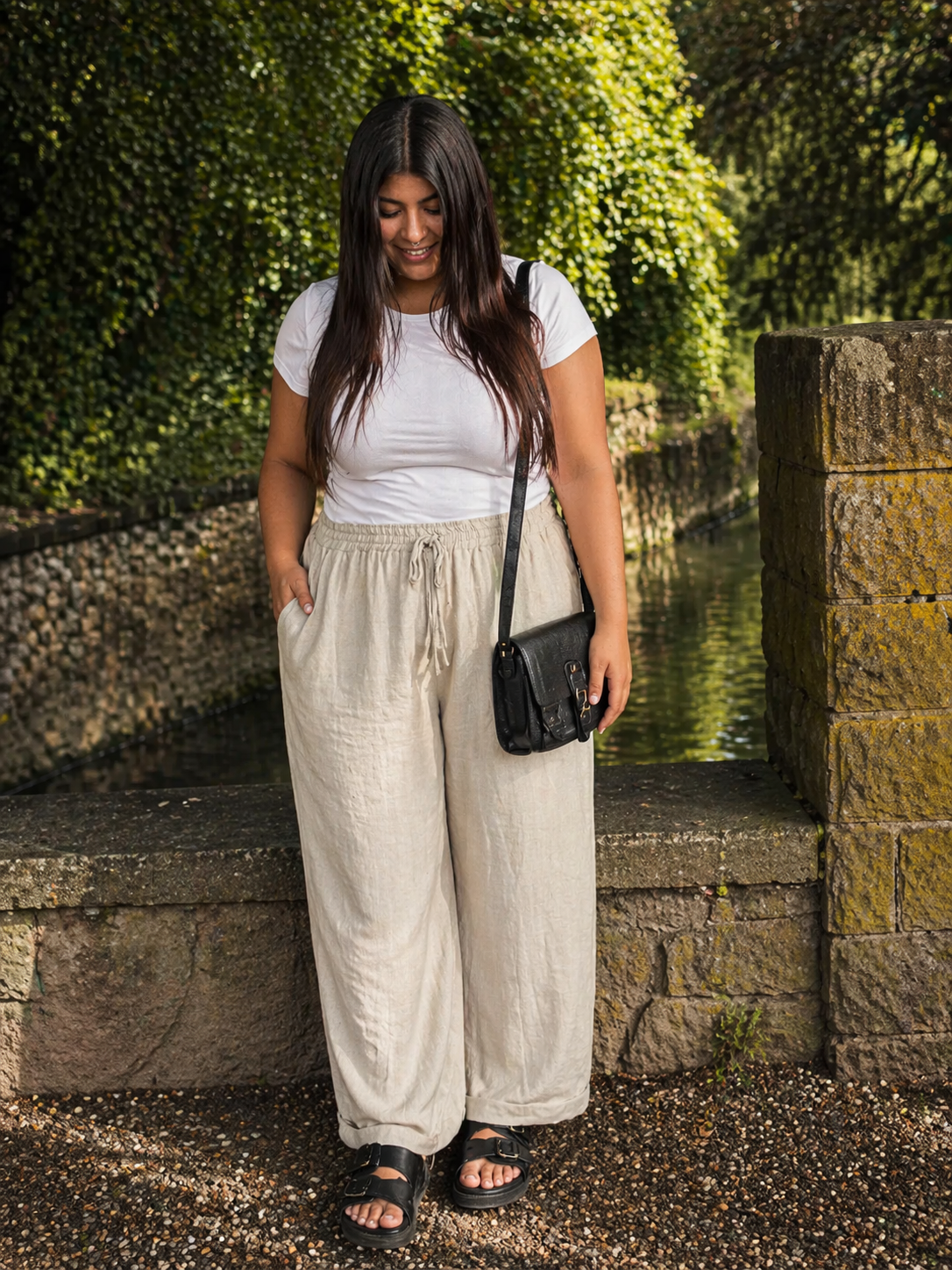 Pantalón curvy lino