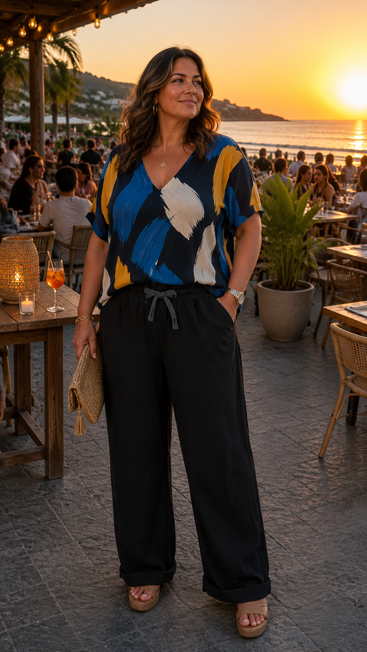 Pantalón curvy lino