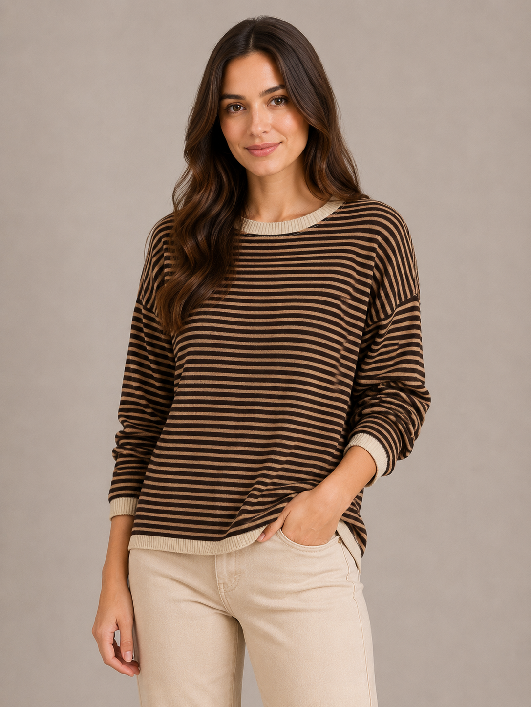 Jersey fino rayas marrón
