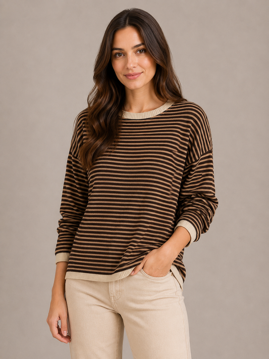 Jersey fino rayas marrón