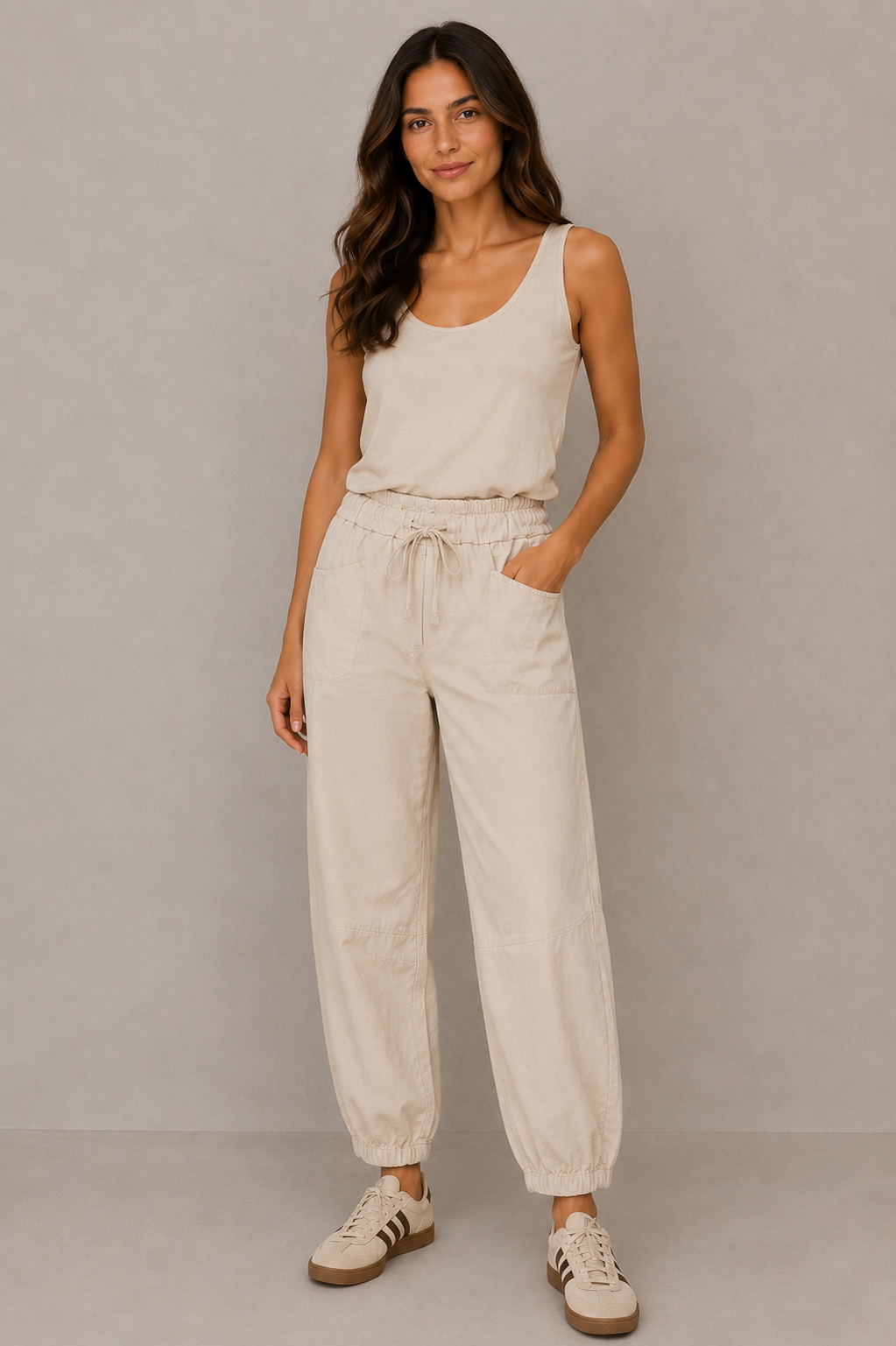 Pantalón balloon beige