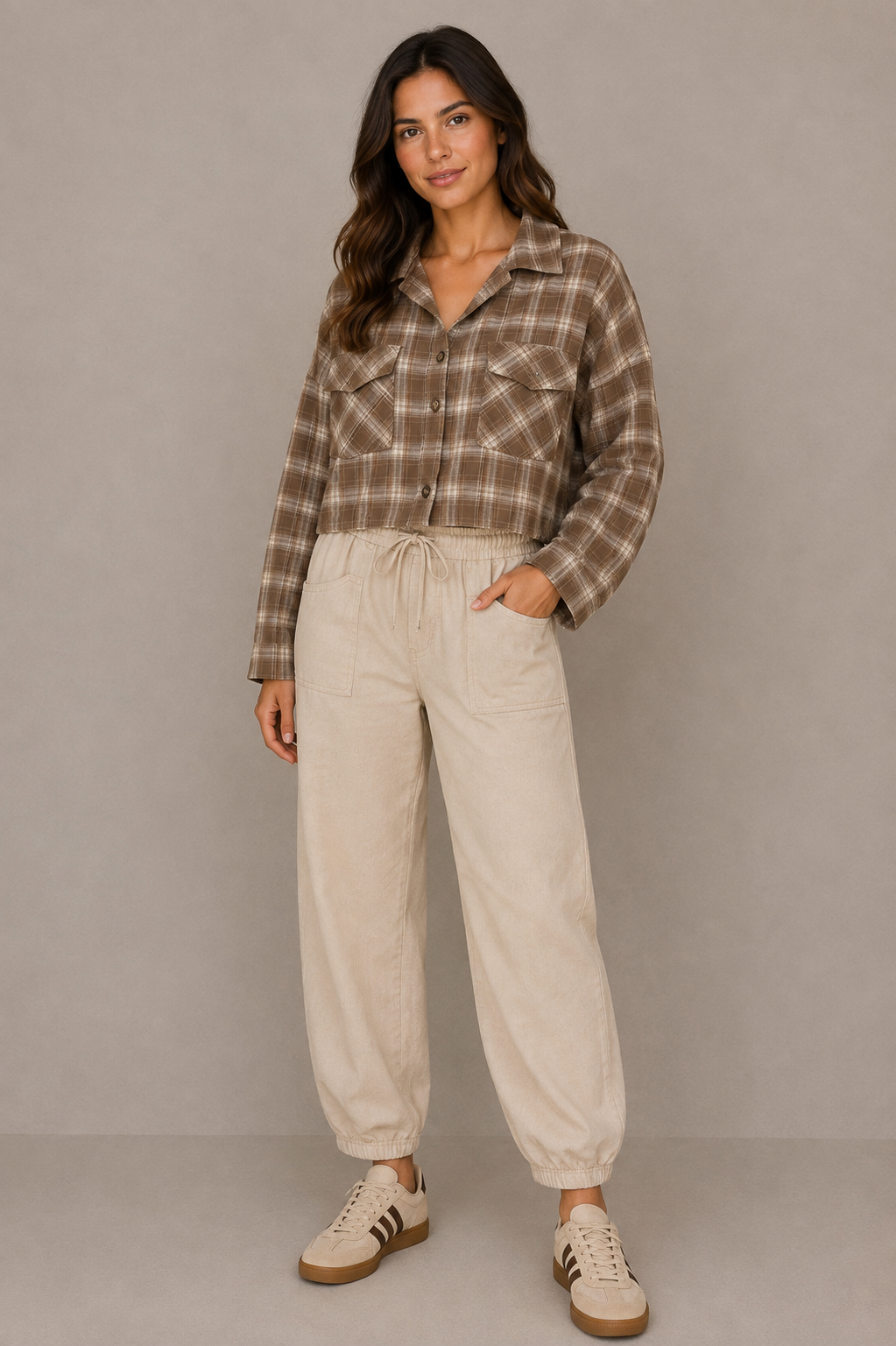 Chaqueta cuadros marrón