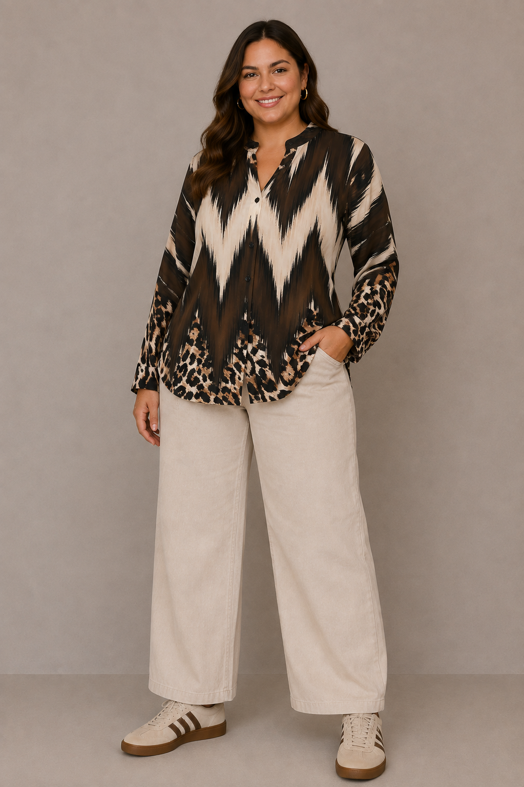 Camisa animal print curvy marrón