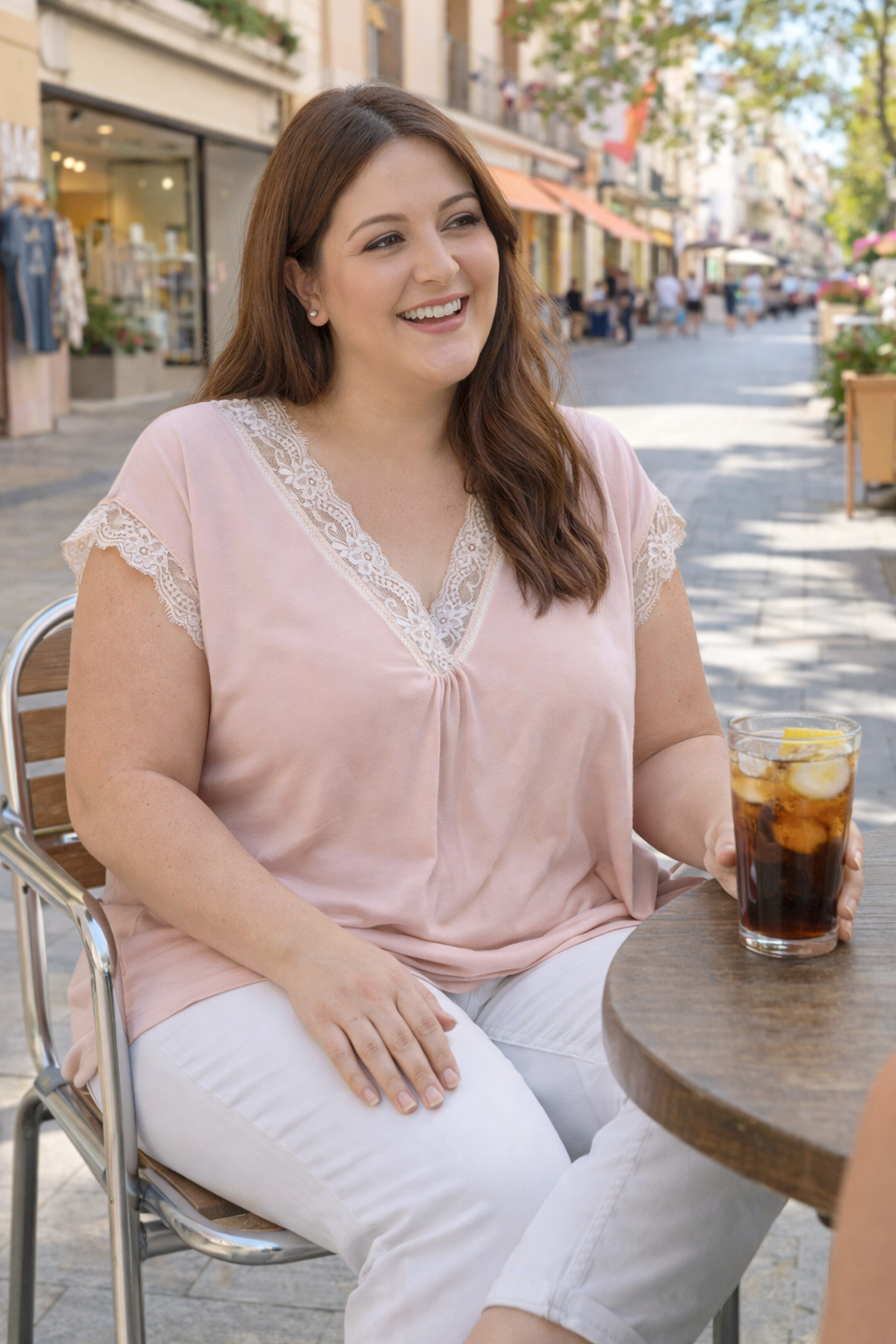Top fluido encaje curvy - varios colores