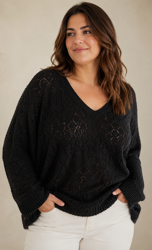 Jersey curvy calado - negro