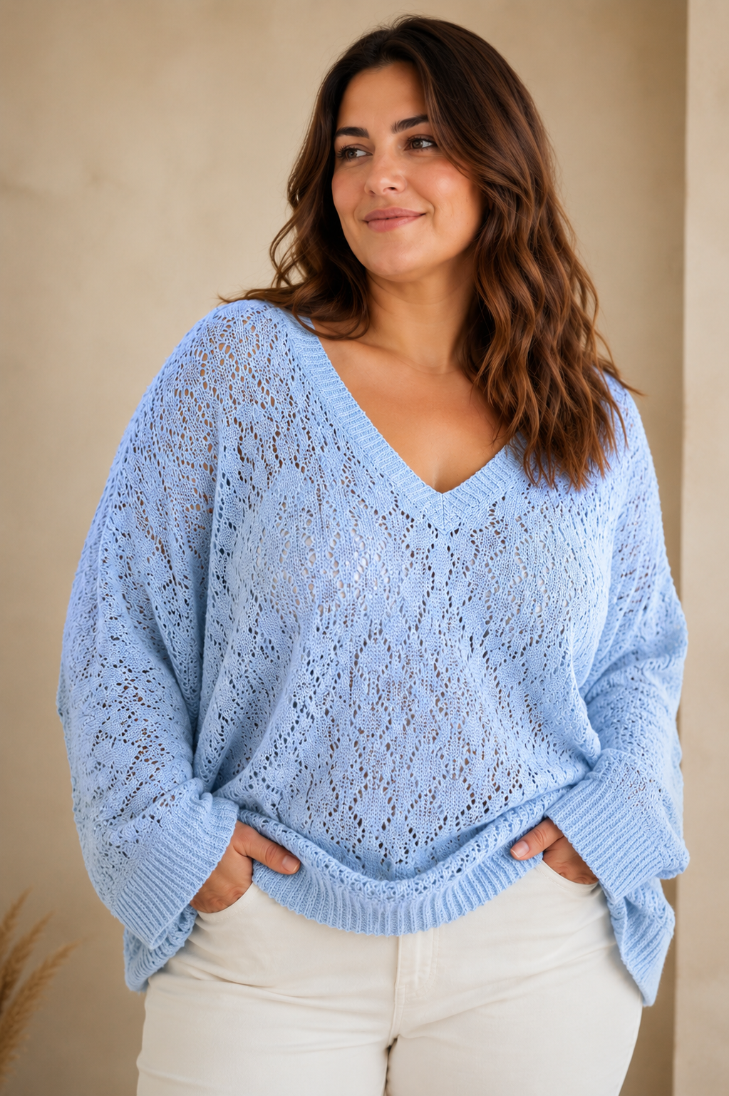 Jersey curvy calado - azul