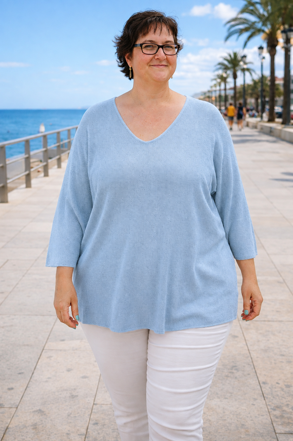 Jersey punto curvy - azul