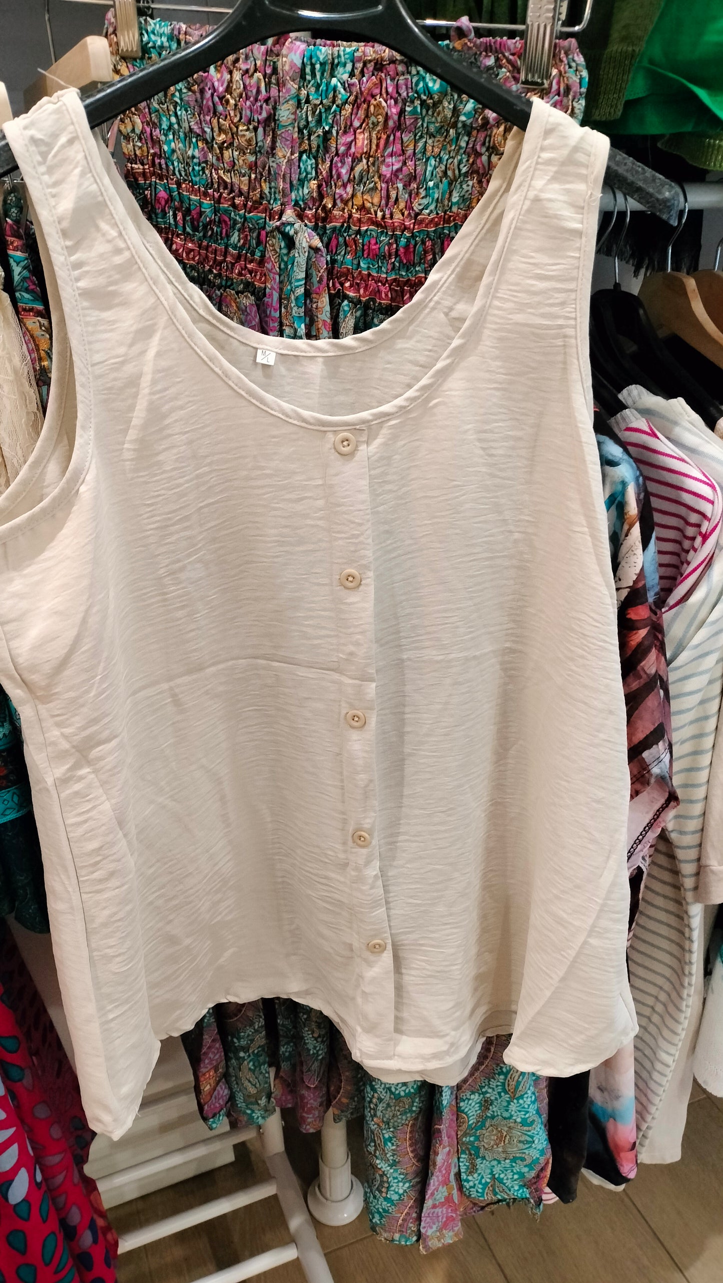 Blusa lisa tirantes - beige