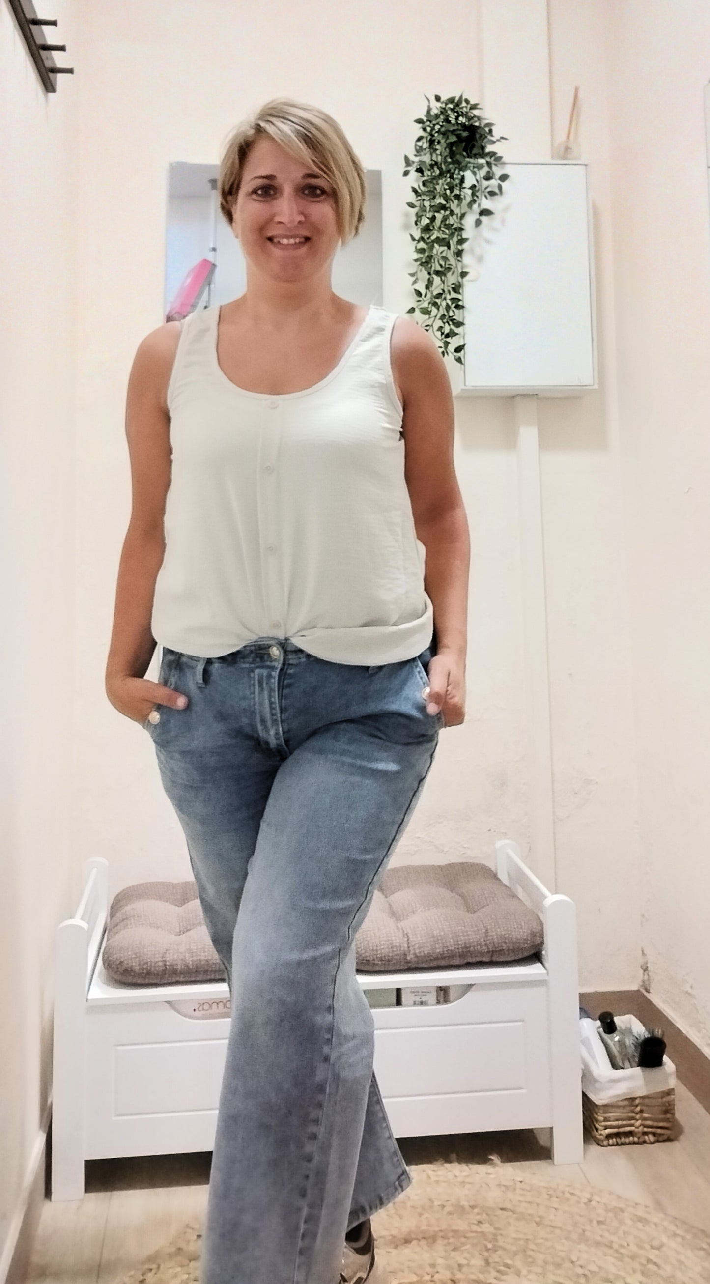 Blusa lisa tirantes - beige