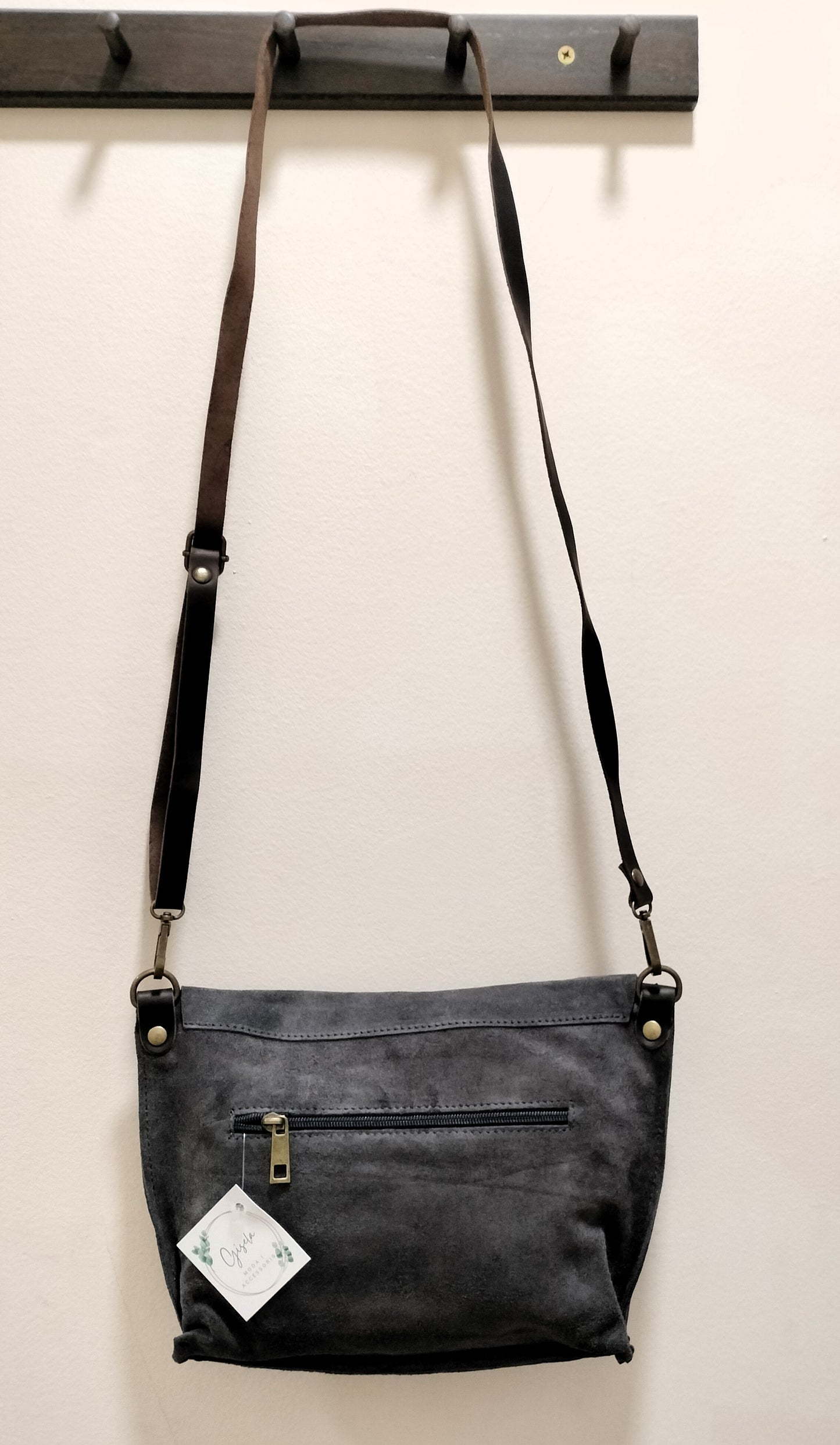 Bolso piel girada - gris