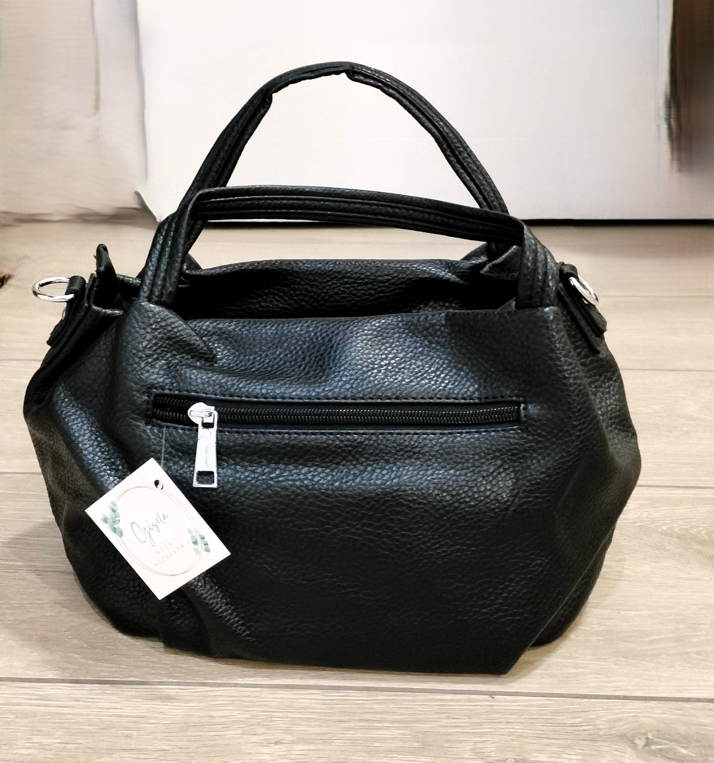 Bolso de mano arrugado - negro