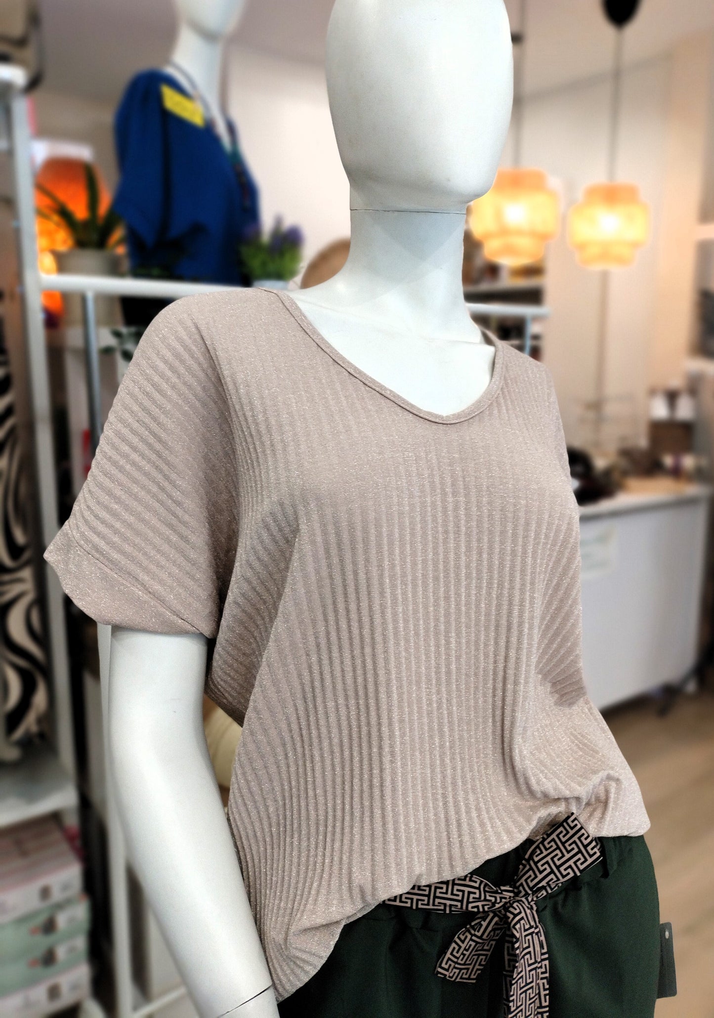 Camiseta lurex - beige