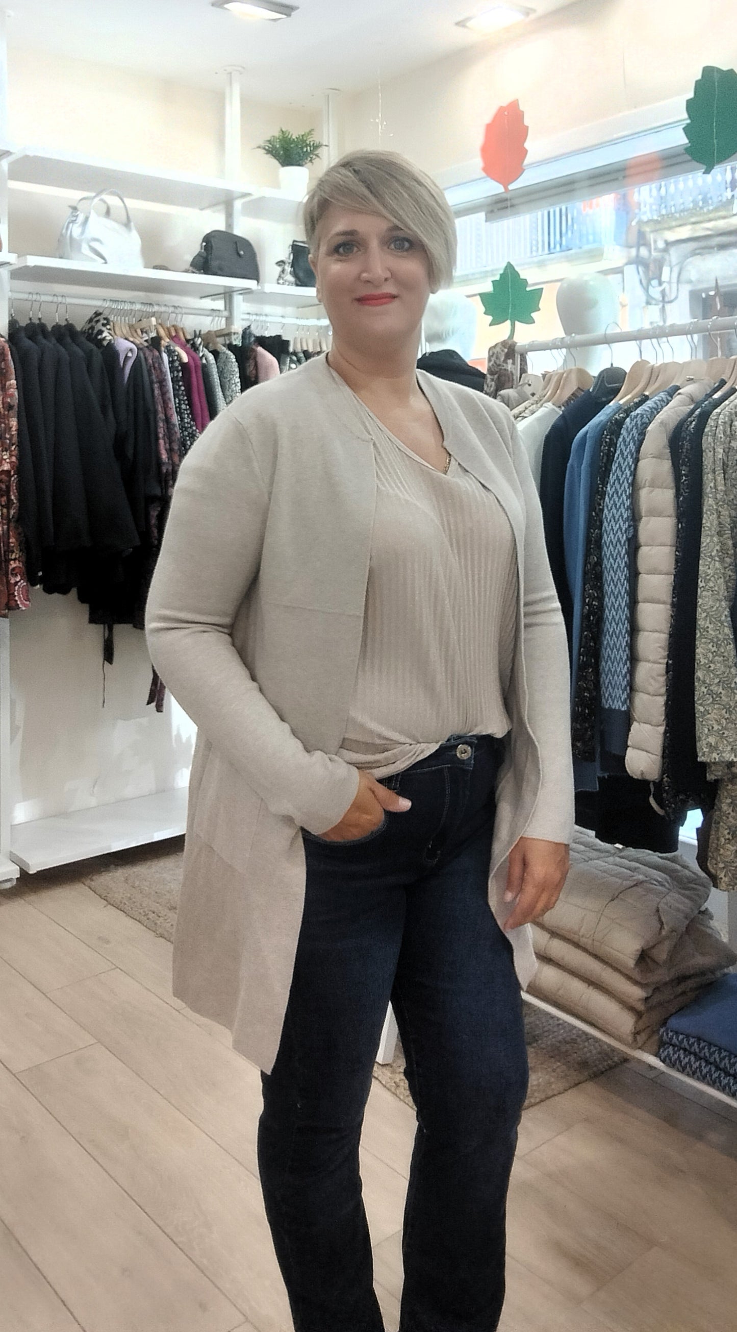 Cardigan liso - beige