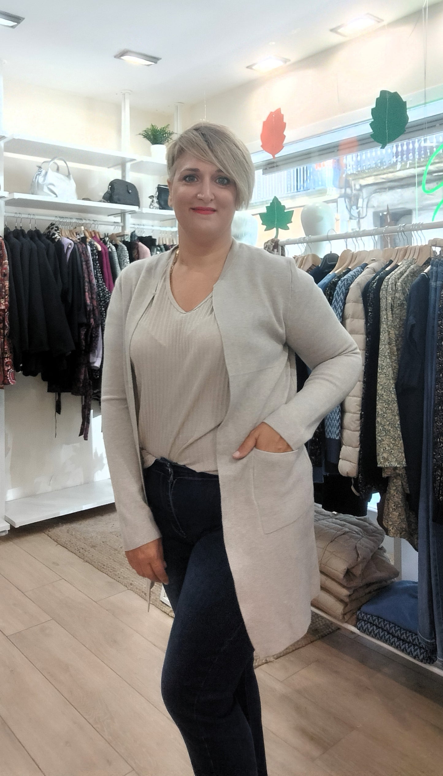 Cardigan liso - beige