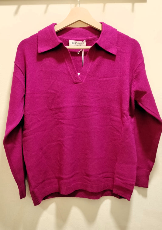 Jersey cuello polo - fucsia