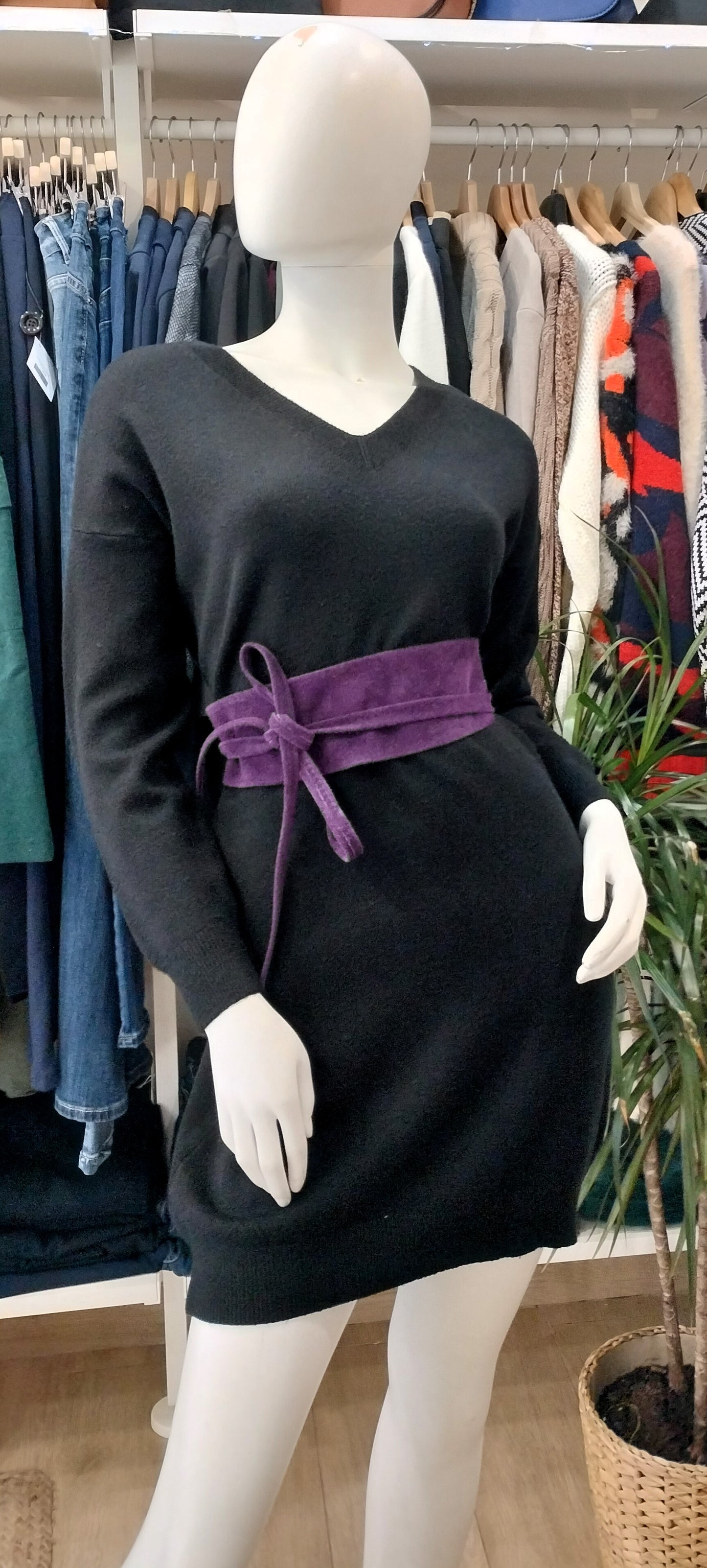 Vestido punto liso - negro