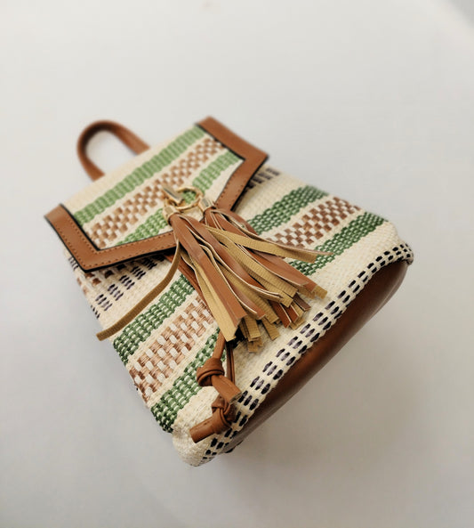 Mochilas rafia - verde y rosa