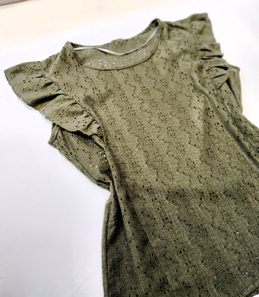 Camiseta calada volantes - azul marino y kaki