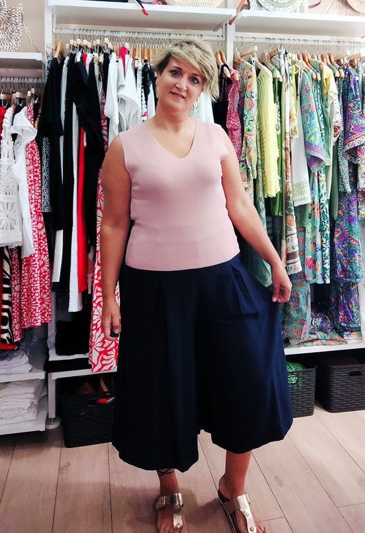 Falda pantalón - blanco y azul marino