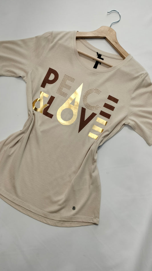 Camiseta Peace & Love - tostado
