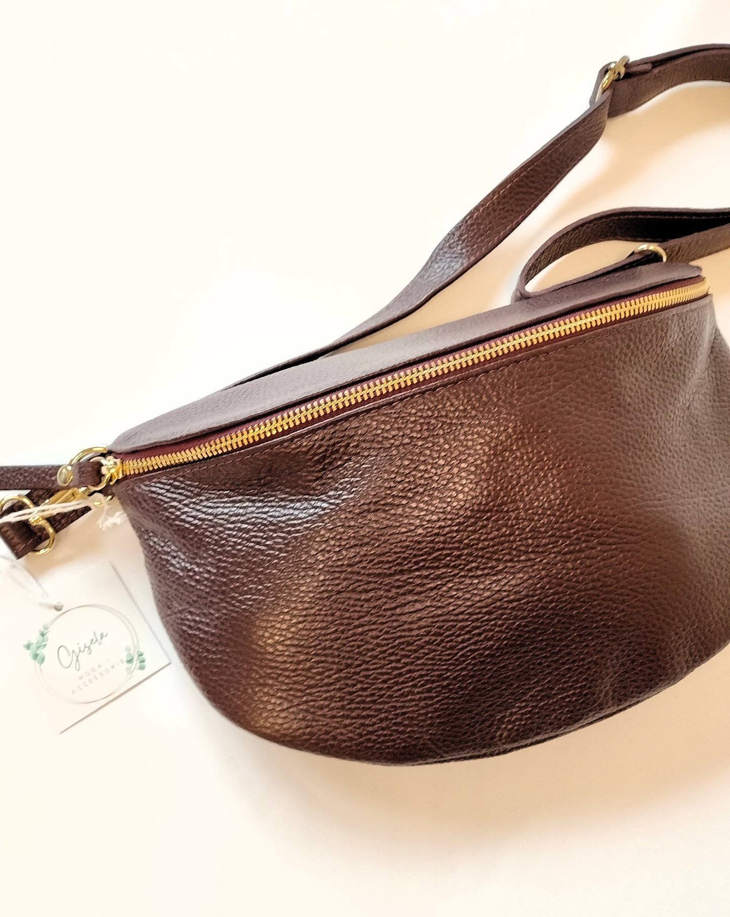 Bandolera piel media luna