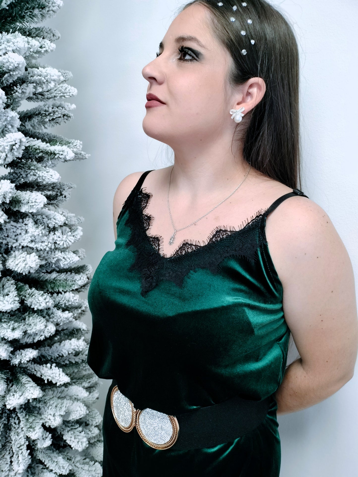 Top lencero terciopelo con encaje