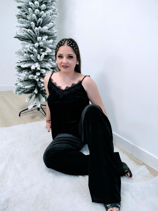 Top lencero terciopelo con encaje