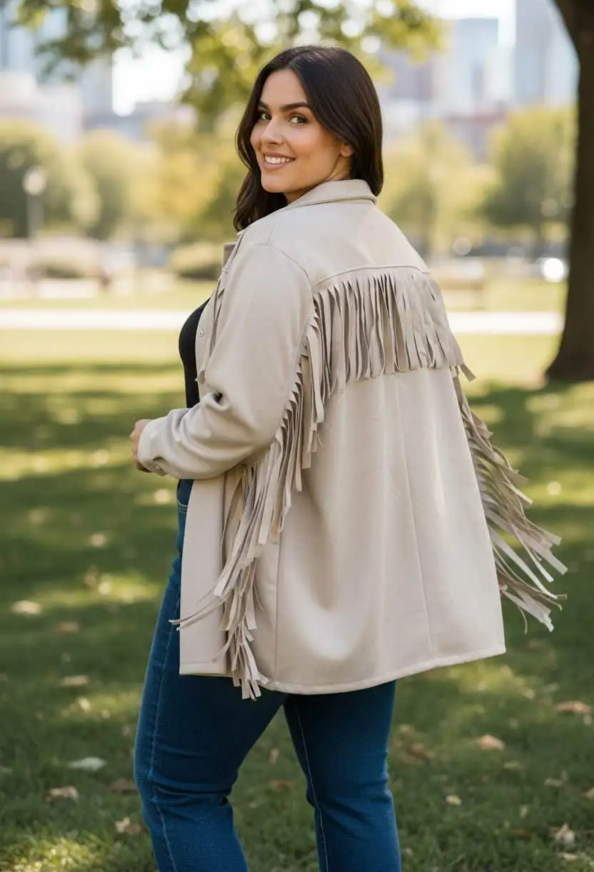 Chaqueta curvy flecos