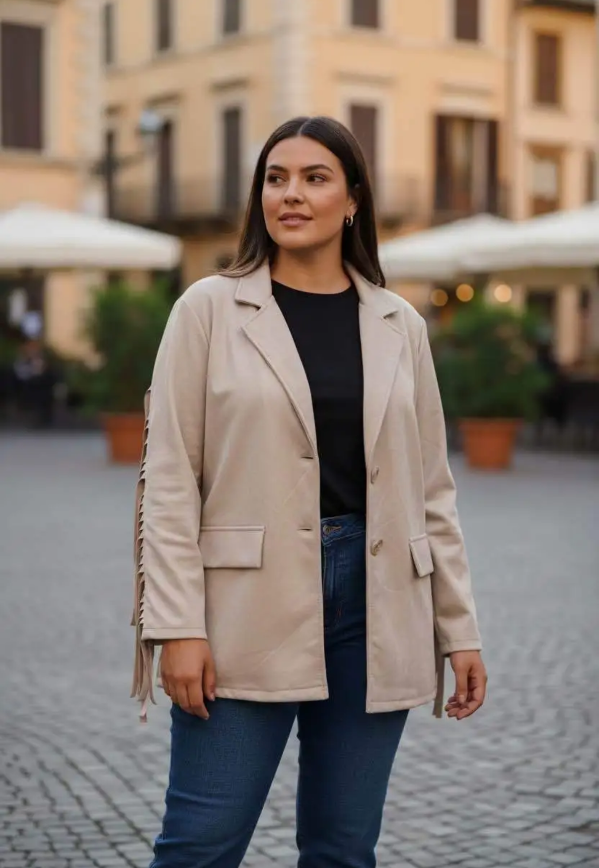 Chaqueta curvy flecos