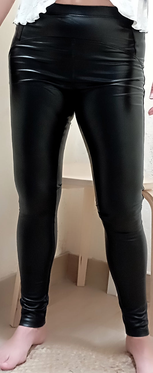 Legging encerado afelpado - negro