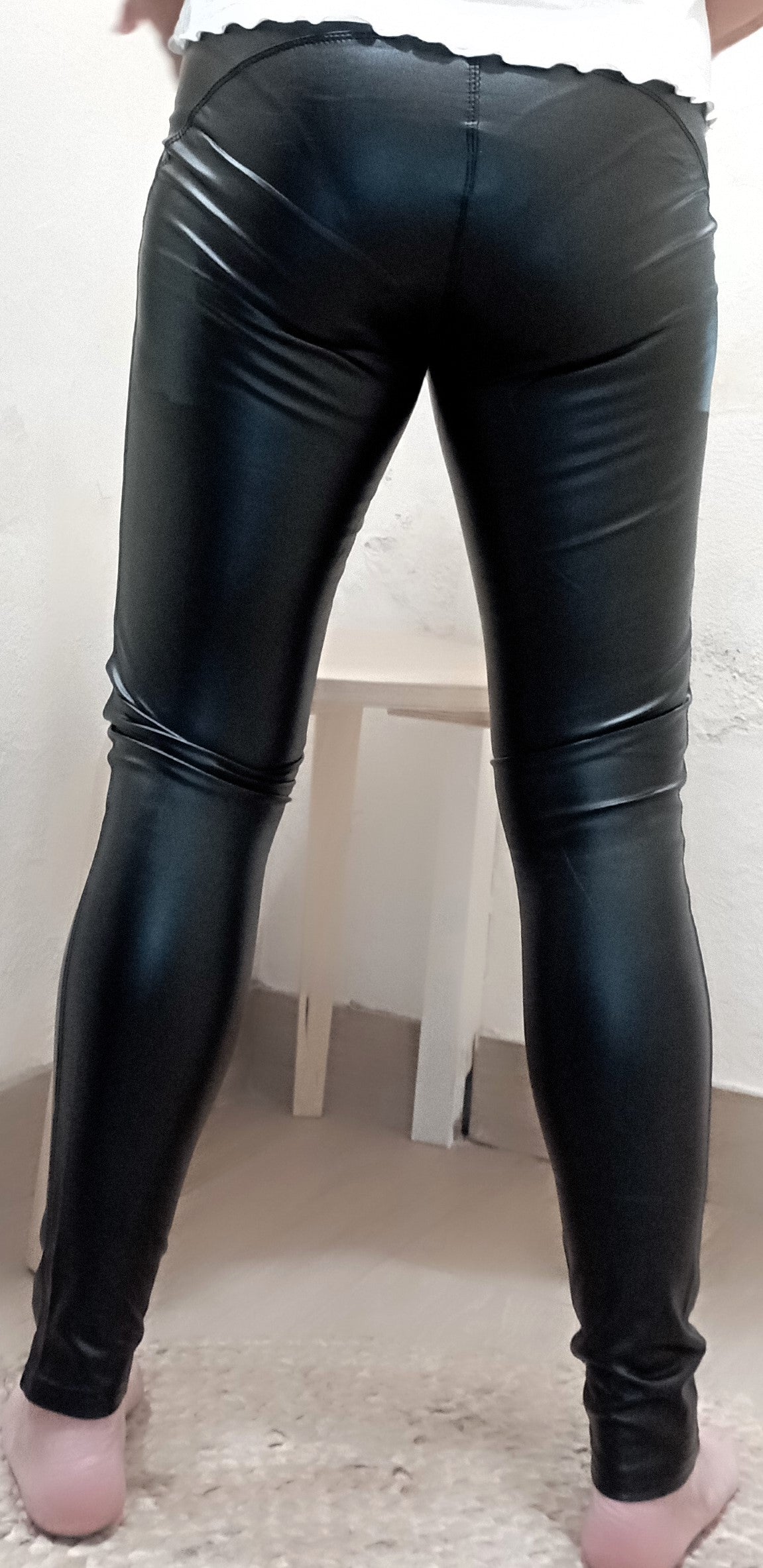 Legging encerado afelpado - negro