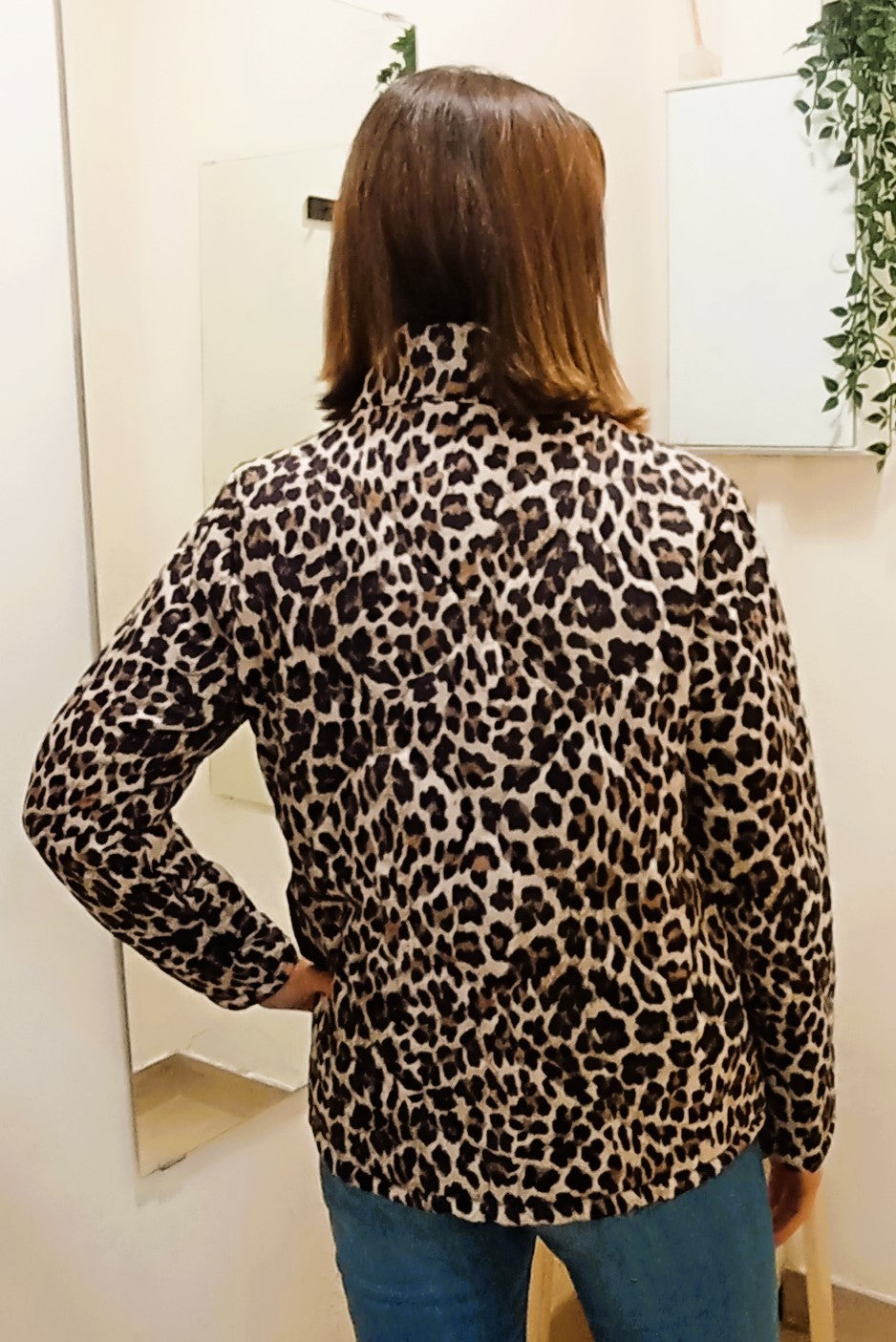 Chaqueta acolchada leopardo - marrón