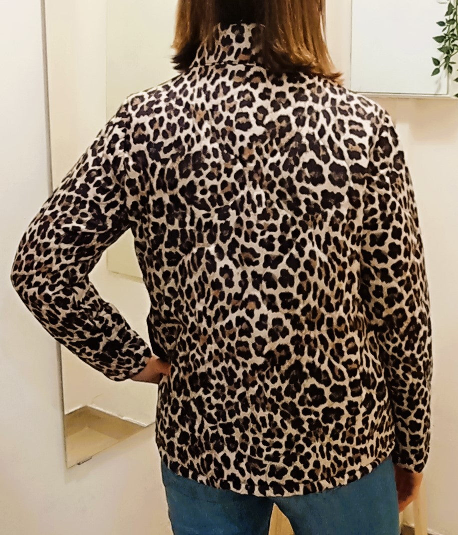 Chaqueta acolchada leopardo - marrón