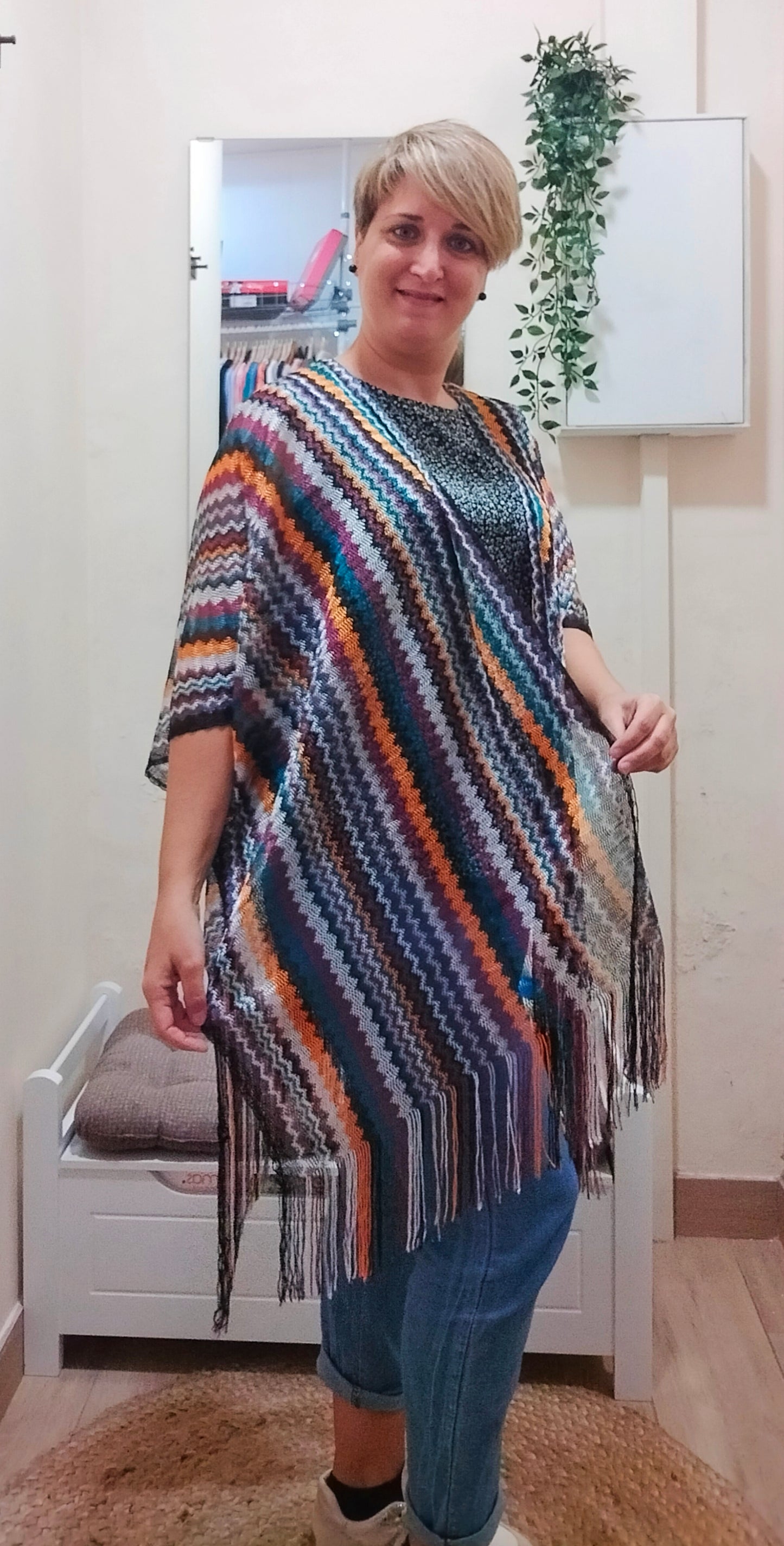 Kimono multicolor flecos