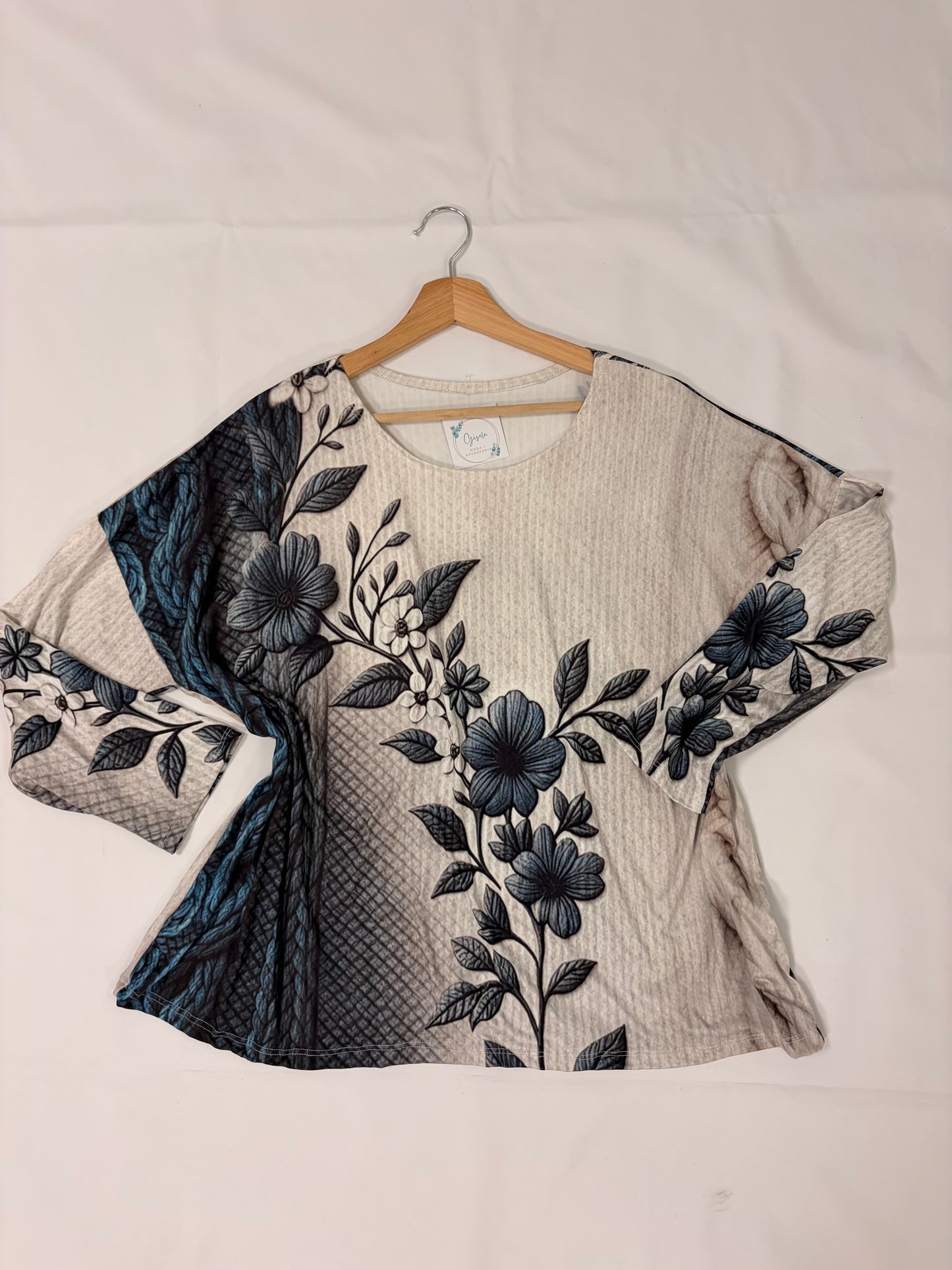 Camiseta curvy Flores azul