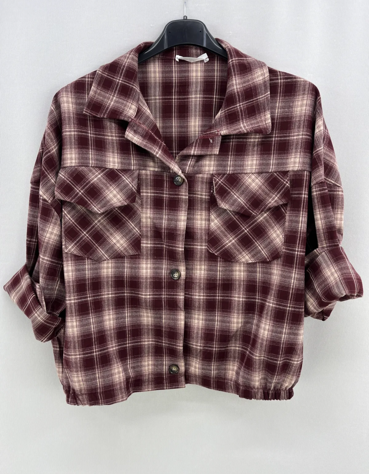 Chaqueta cuadros granate