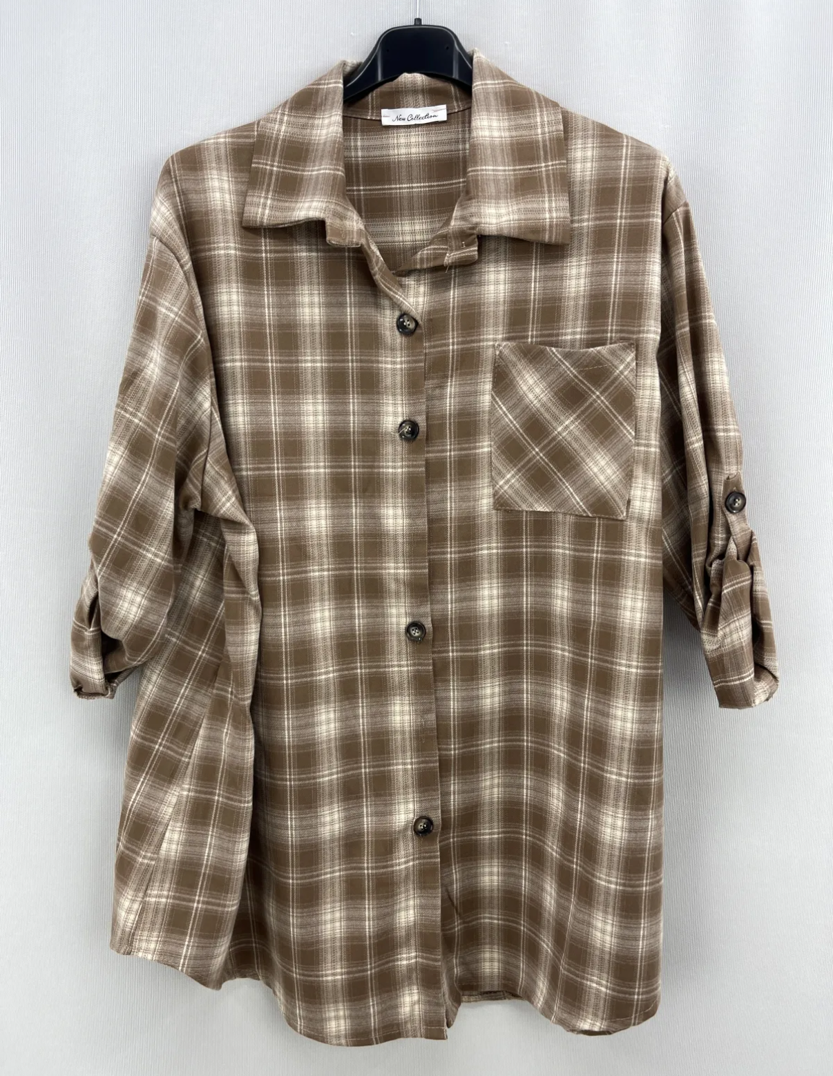 Camisa curvy cuadros marrón