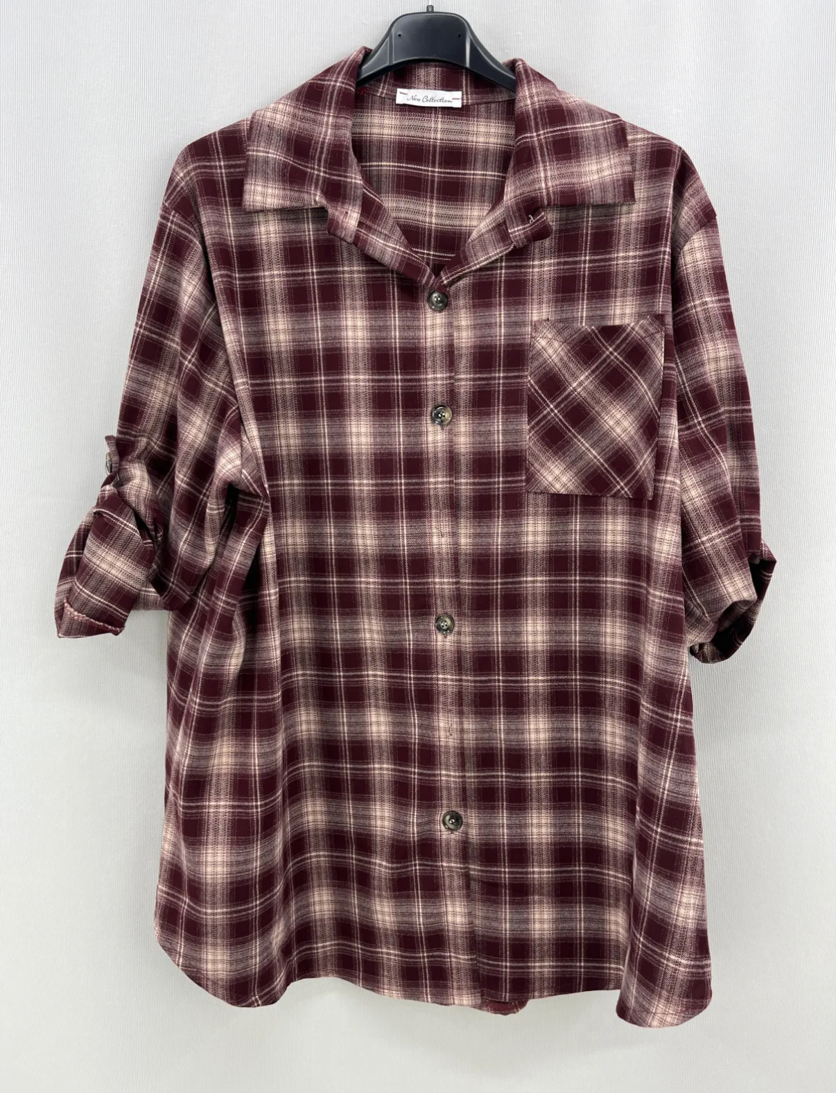 Camisa curvy cuadros granate