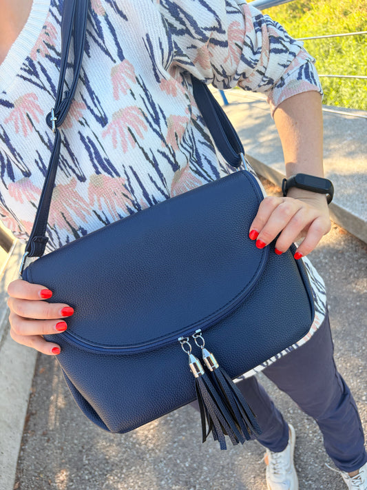 Bolso tapa cremallera azul marino