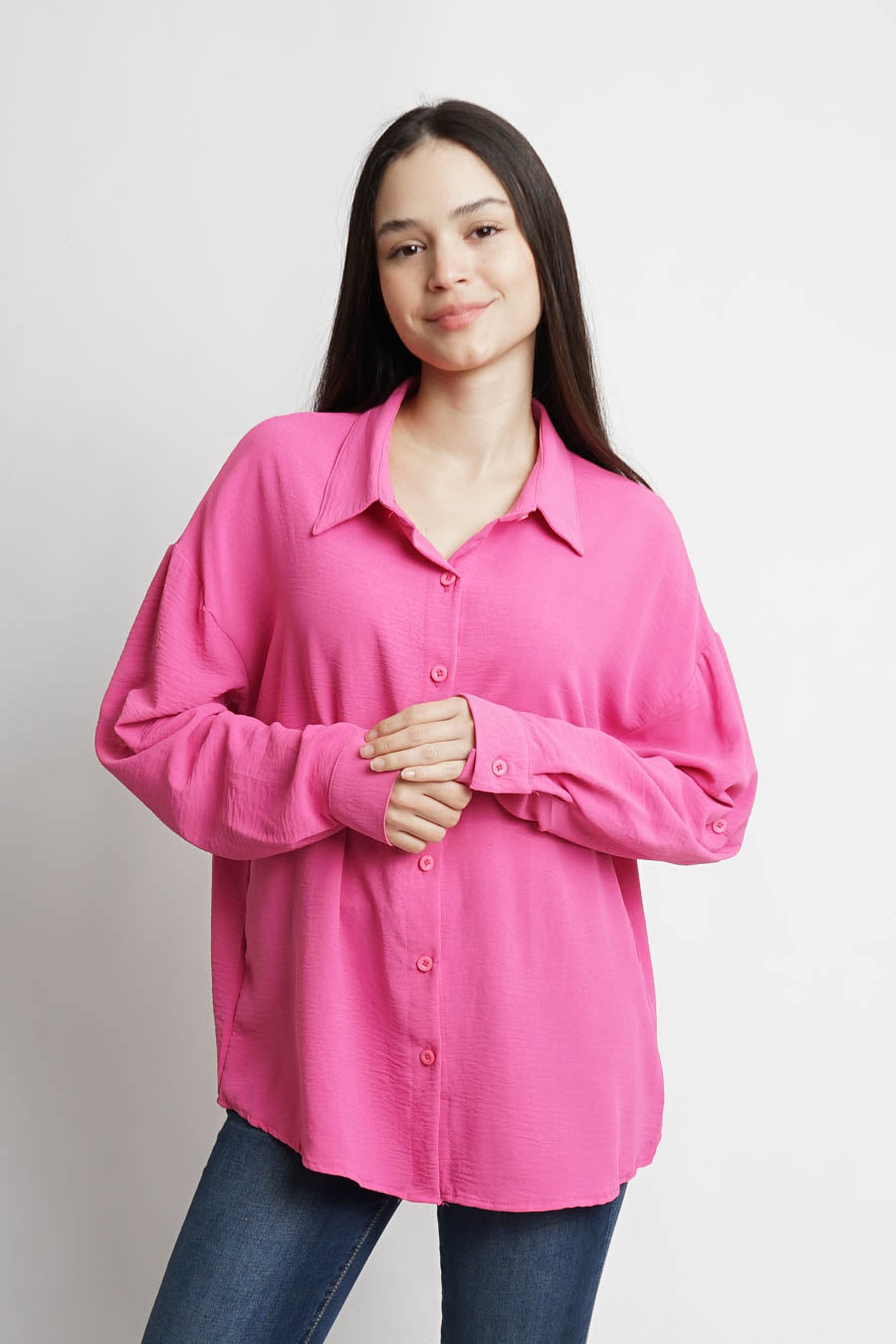 Blusa camisera lisa - rosa