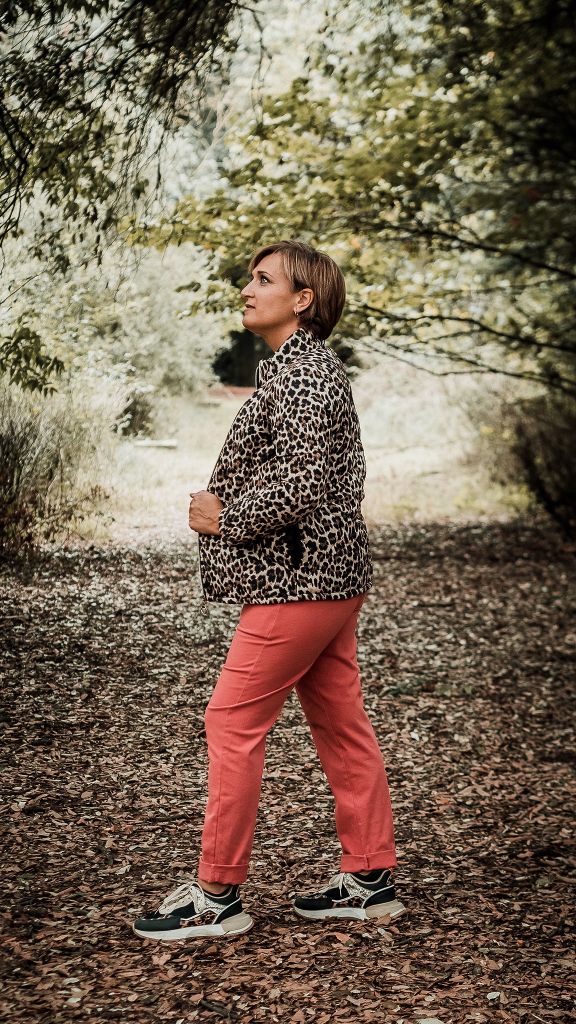 Chaqueta acolchada leopardo - marrón