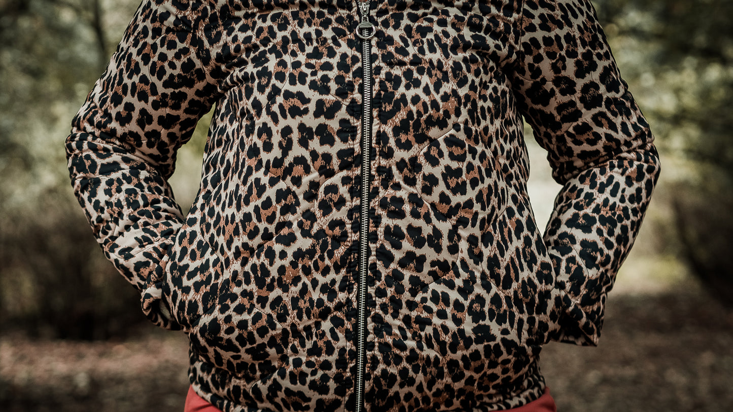 Chaqueta acolchada leopardo - marrón