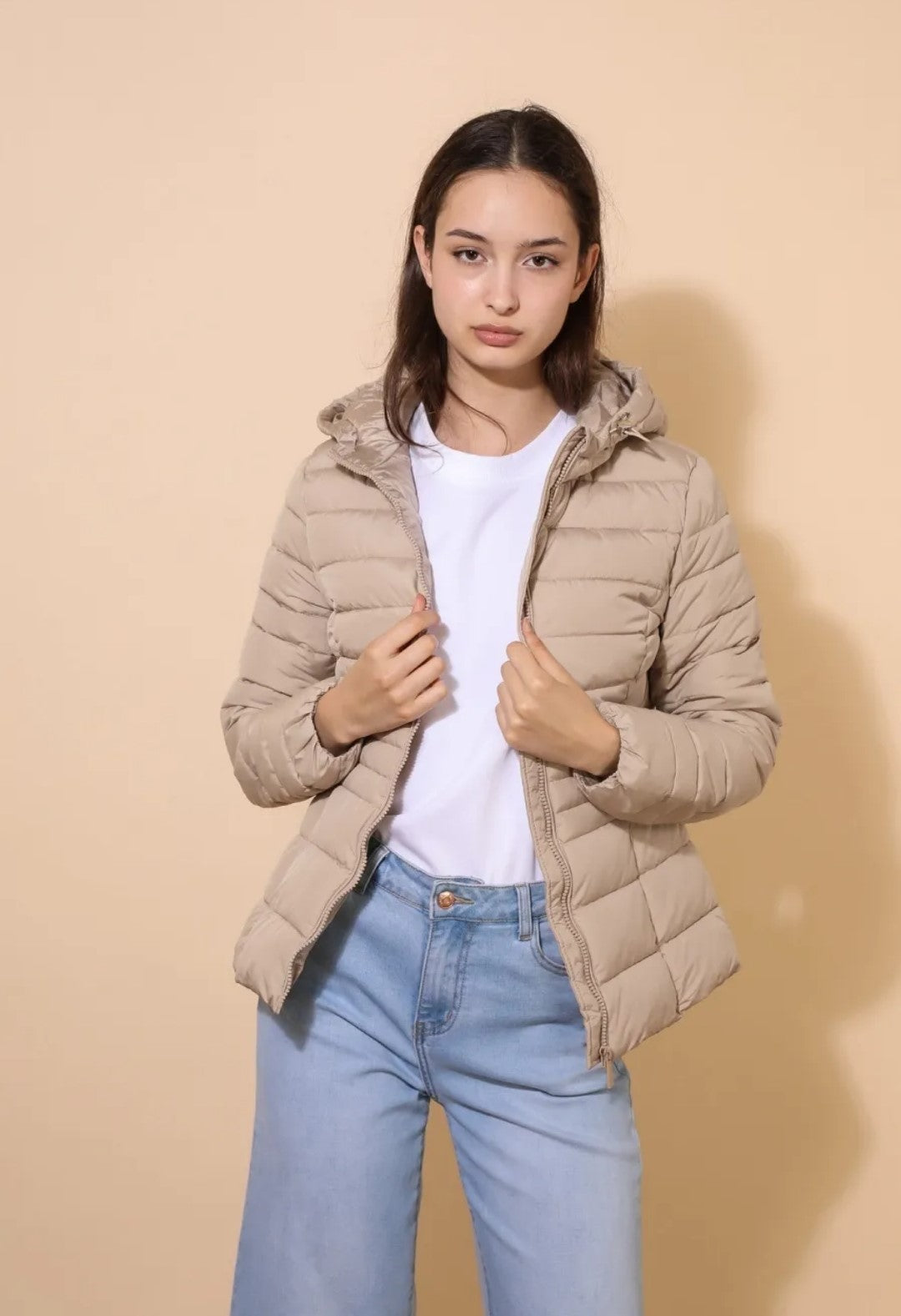 Anorak fino liso - beige