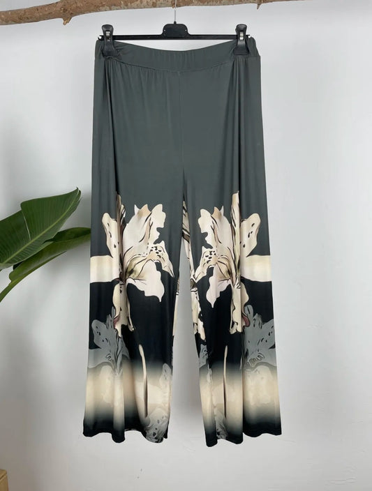 Pantalón curvy largo Flor - verde