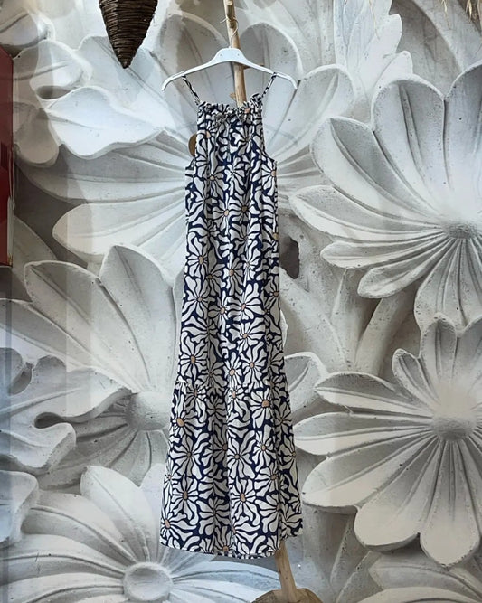 Vestido Savinosa - azul marino y rojo